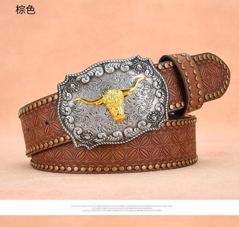 Men's Black Rivet Belt Retro Style Trousers Belt β feature 7