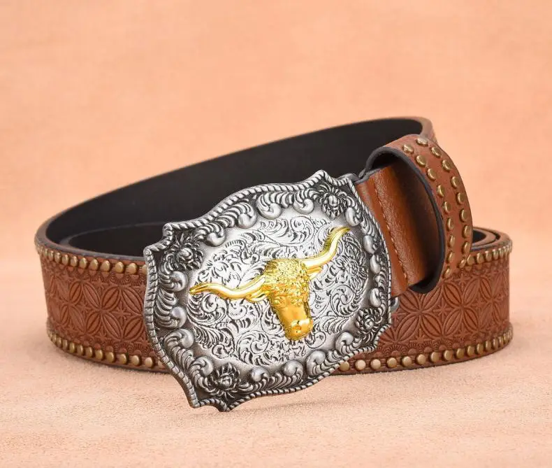 Men's Black Rivet Belt Retro Style Trousers Belt β feature 8