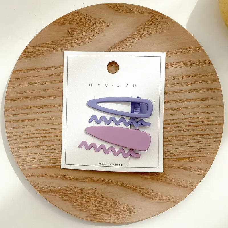 Matte Frosted Hairpins 4 Pcs Wave Clip Set - Image 4