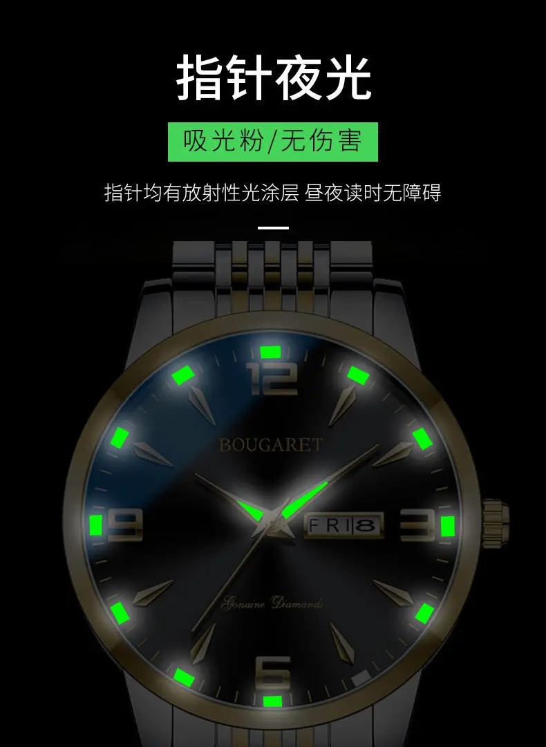 Bougarret Men's Waterproof Luminous Calendar Watch — feature 7