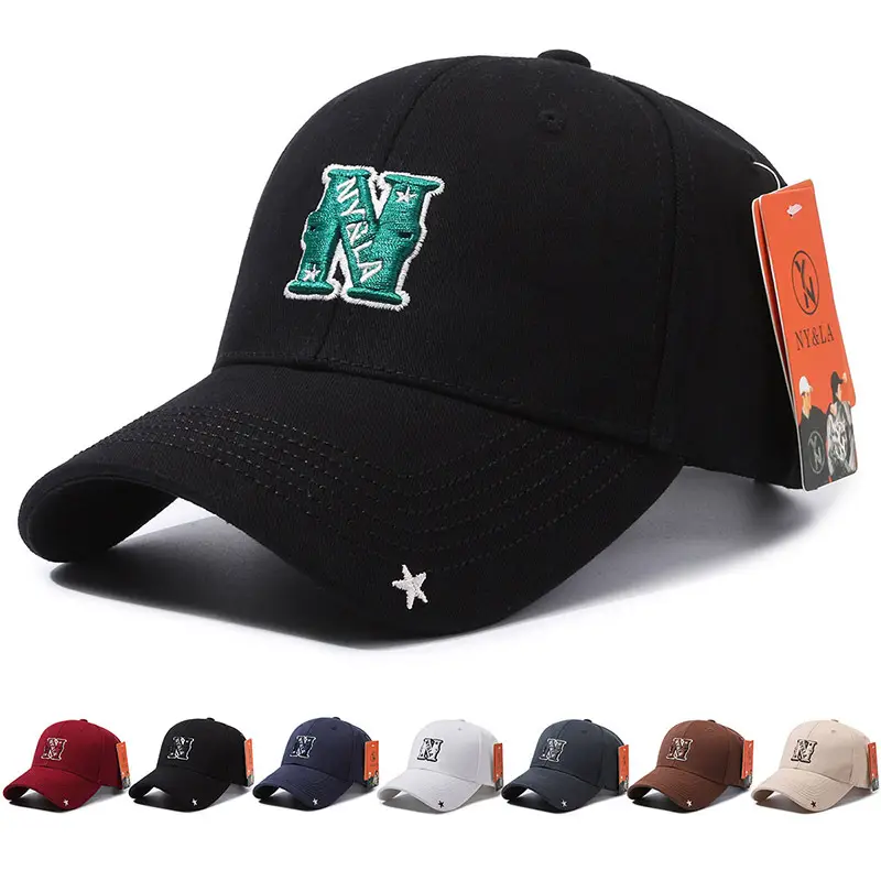 Men Black Baseball Cap with Star & Peak Design - Image 9