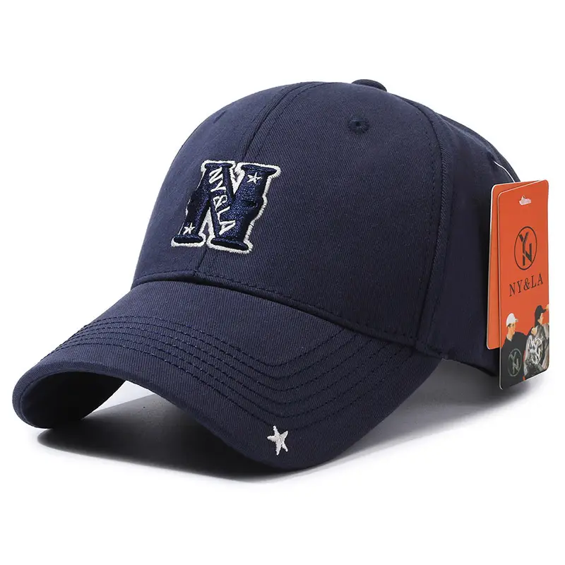 Men Black Baseball Cap with Star & Peak Design - Image 4