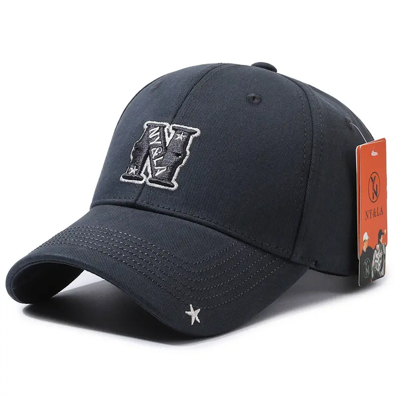 Men Black Baseball Cap with Star & Peak Design - Image 6