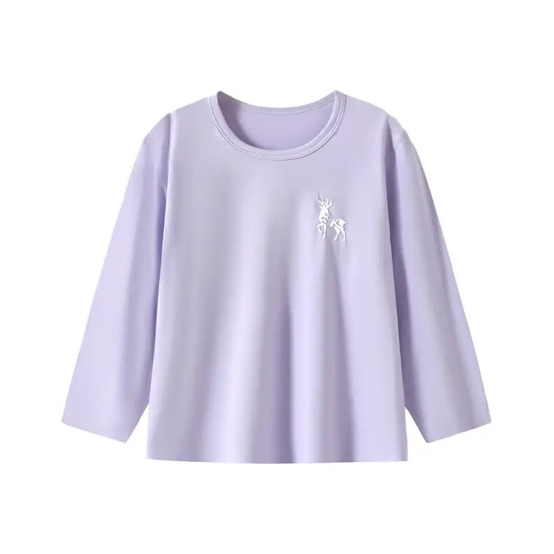 Children's White Long Sleeve T-Shirt with Deer Print