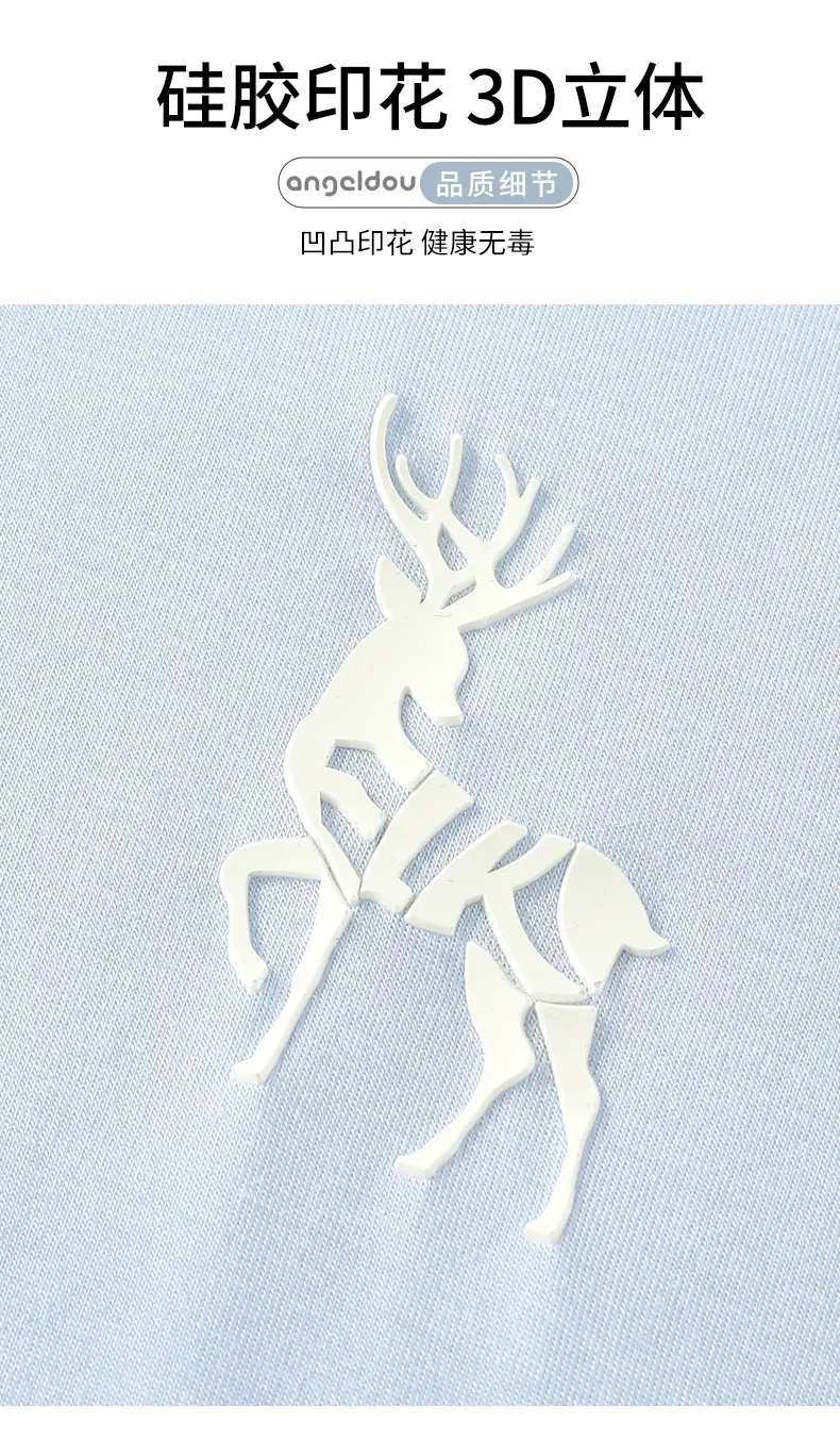 Children's White Long Sleeve T-Shirt with Deer Print — feature 7