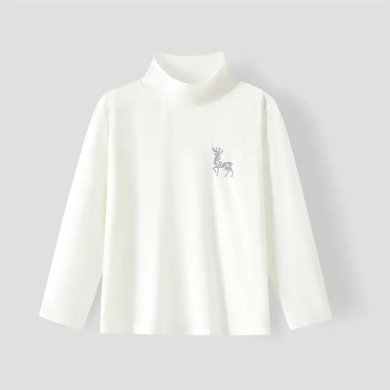 Children's White Long Sleeve T-Shirt with Deer Print