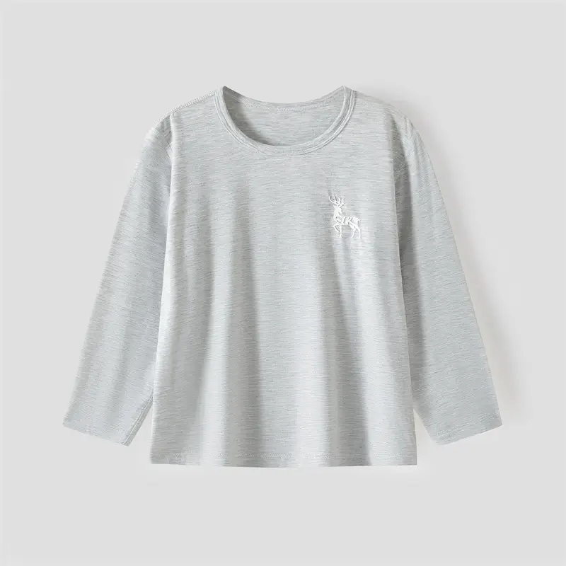 Children's White Long Sleeve T-Shirt with Deer Print