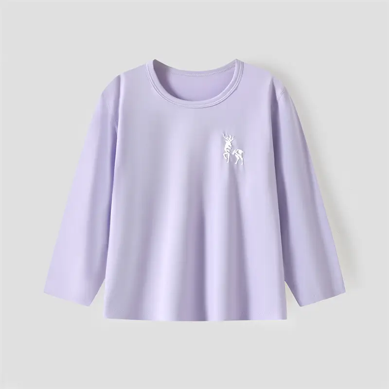 Children's White Long Sleeve T-Shirt with Deer Print