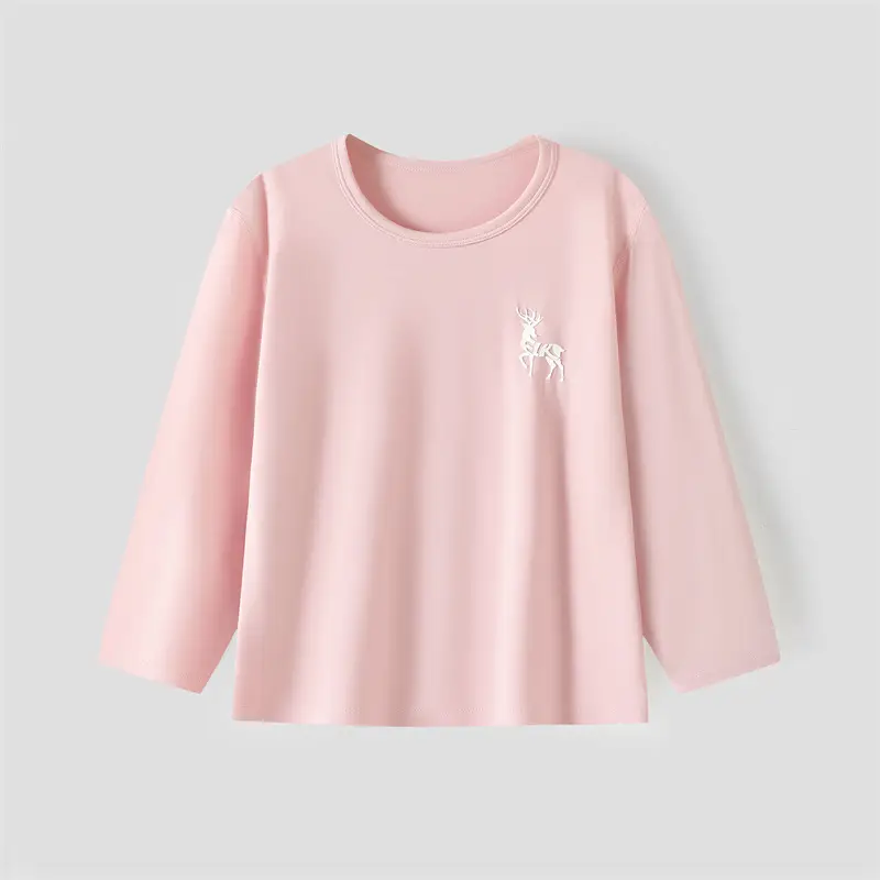 Children's White Long Sleeve T-Shirt with Deer Print