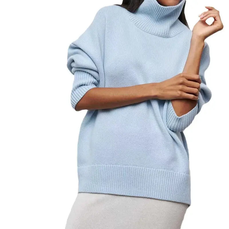 Women Long Sleeve Knitted Sweater Black Winter