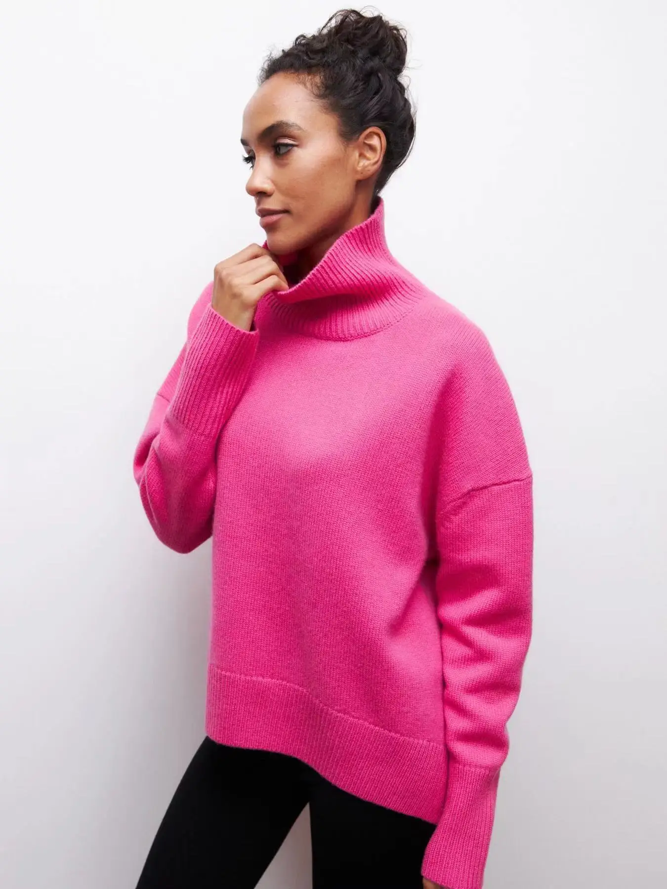 Women Long Sleeve Knitted Sweater Black Winter — feature 11