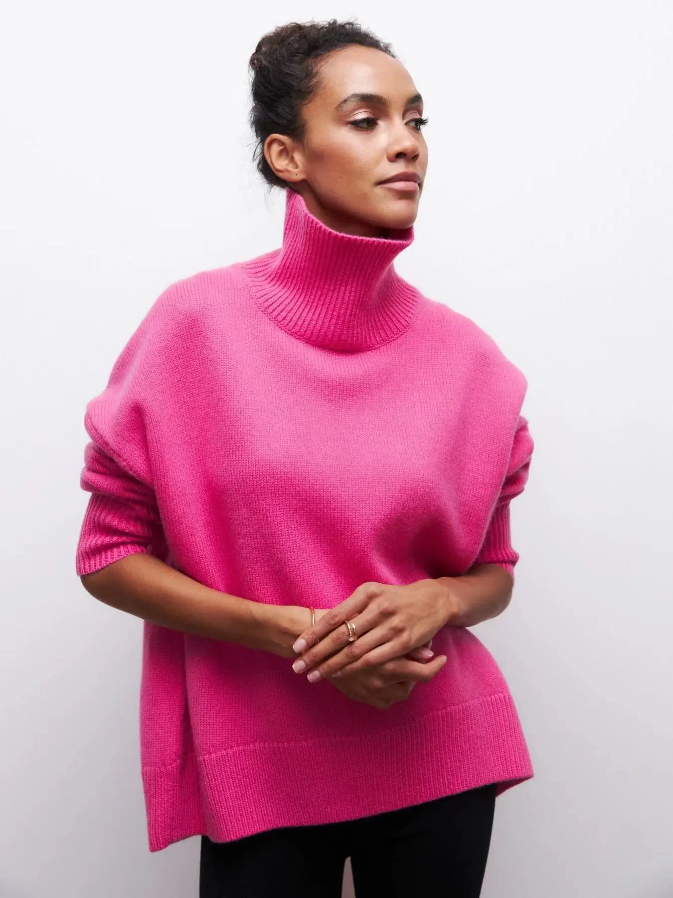 Women Long Sleeve Knitted Sweater Black Winter — feature 12