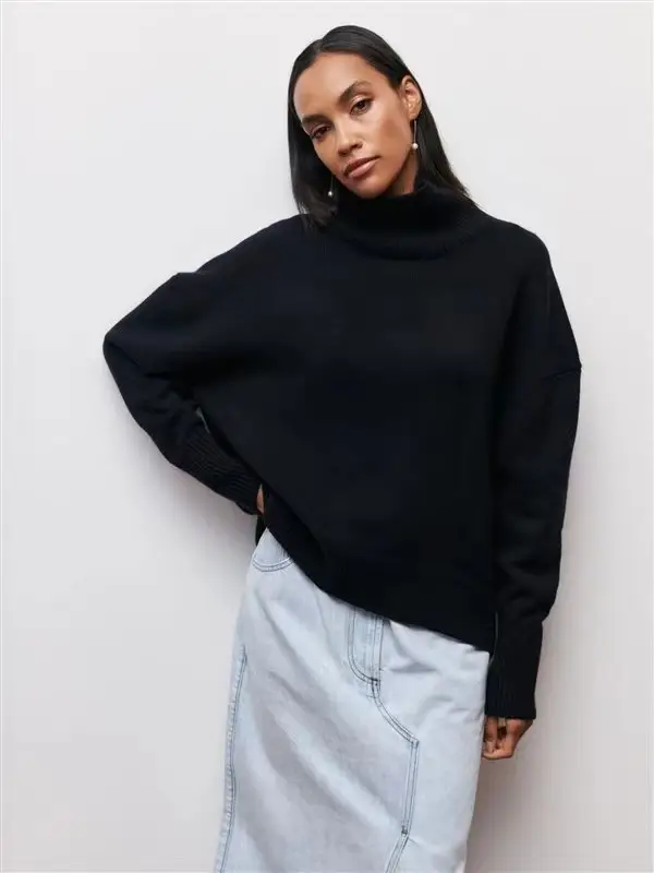 Women Long Sleeve Knitted Sweater Black Winter — feature 15