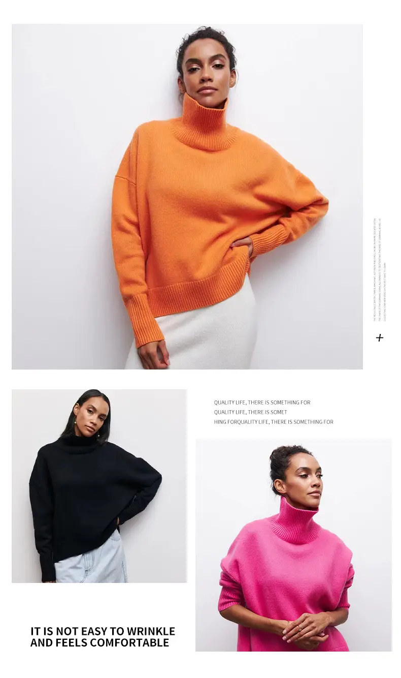 Women Long Sleeve Knitted Sweater Black Winter — feature 17