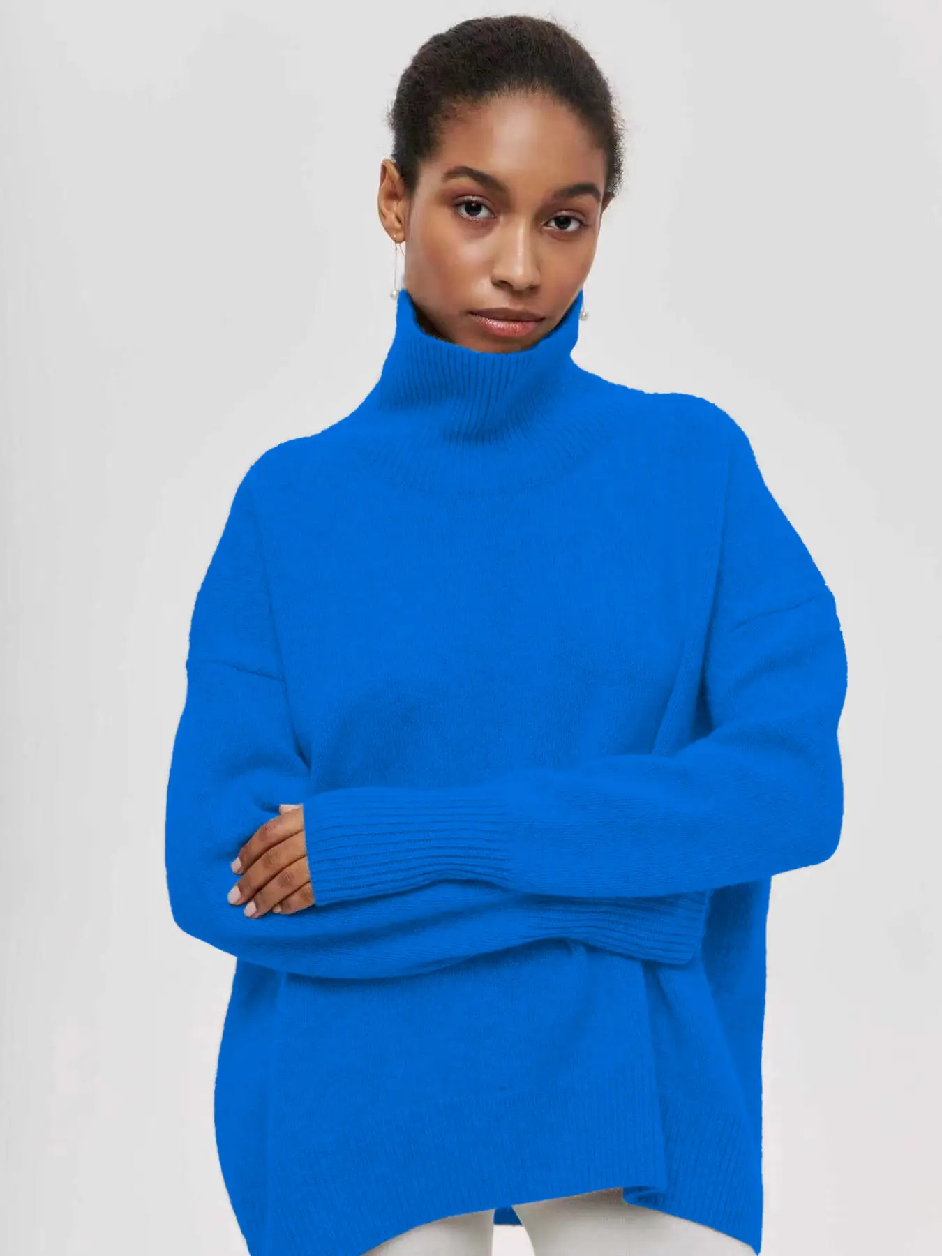 Women Long Sleeve Knitted Sweater Black Winter — feature 18