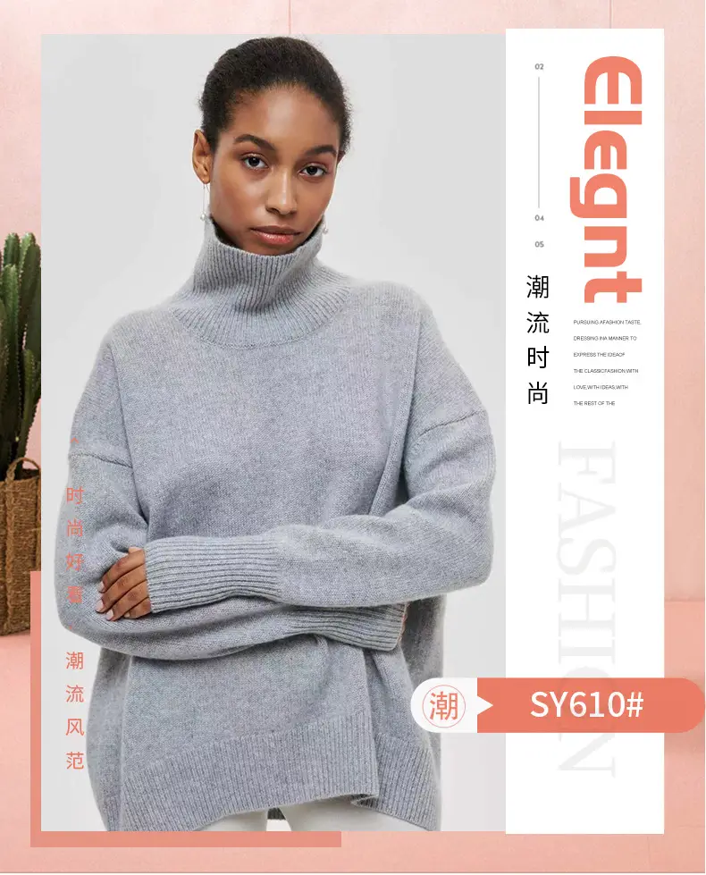 Women Long Sleeve Knitted Sweater Black Winter — feature 2
