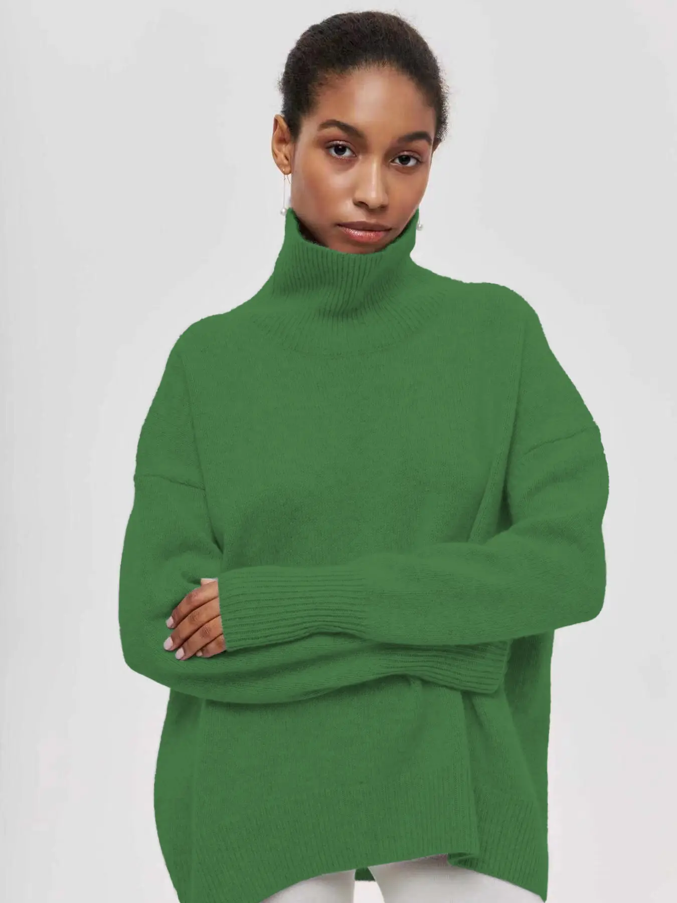 Women Long Sleeve Knitted Sweater Black Winter — feature 23