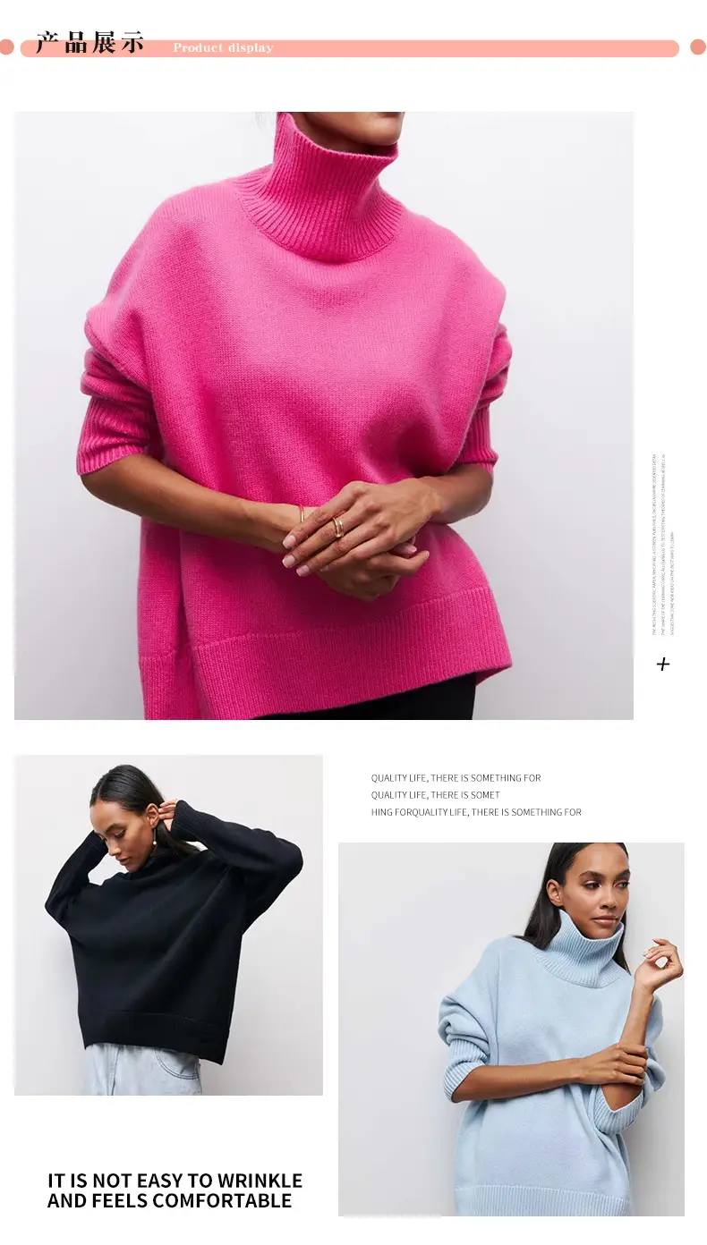 Women Long Sleeve Knitted Sweater Black Winter — feature 26