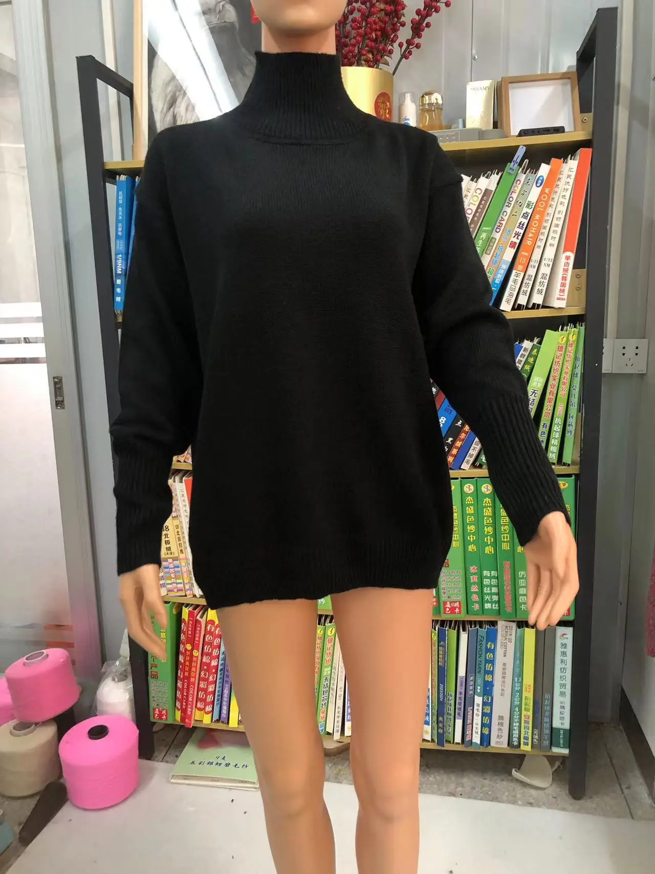 Women Long Sleeve Knitted Sweater Black Winter — feature 30