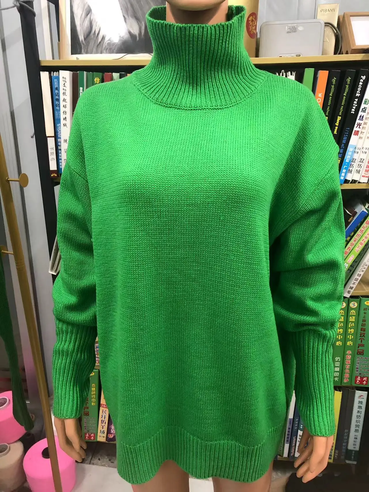 Women Long Sleeve Knitted Sweater Black Winter — feature 34