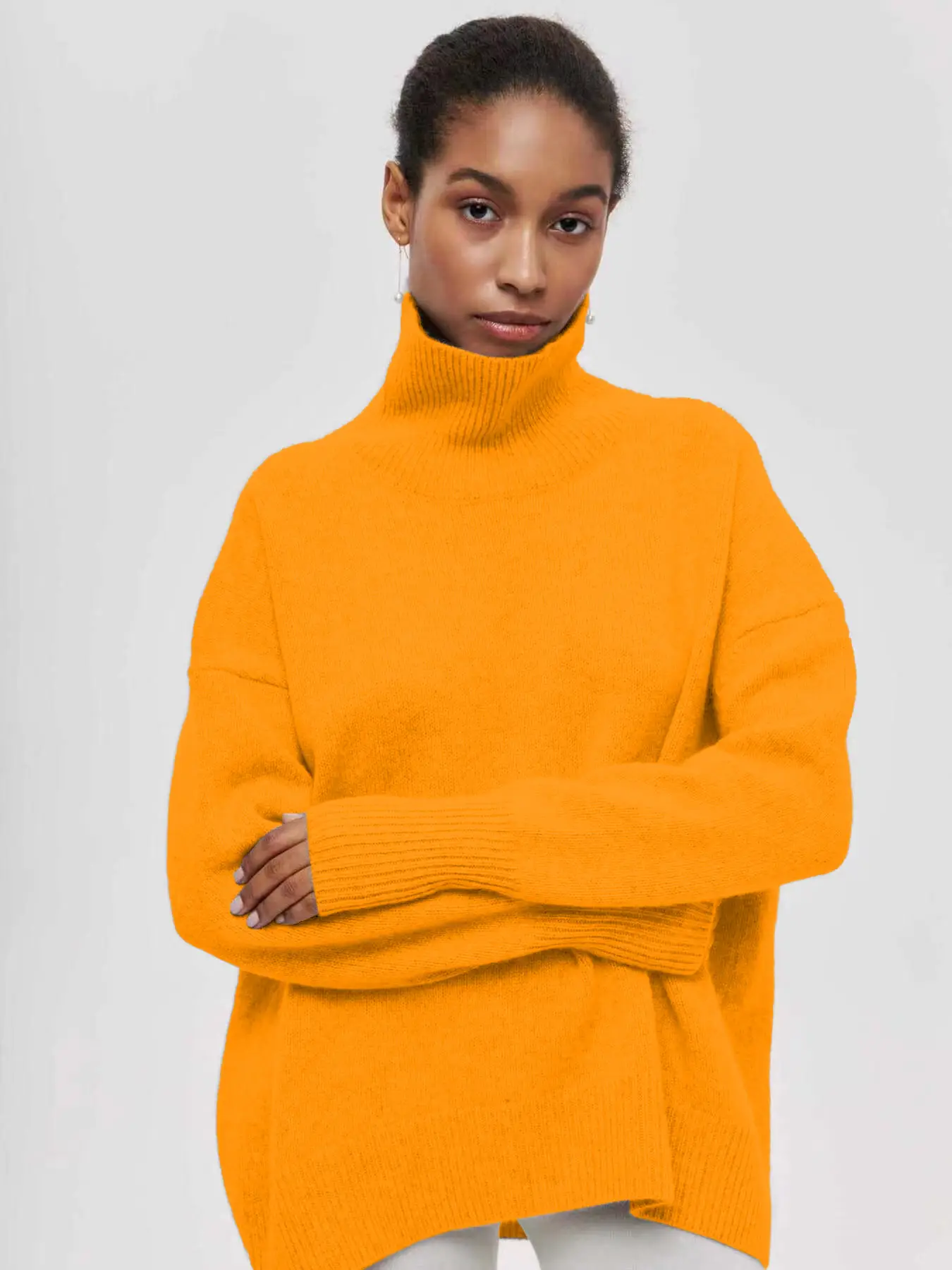Women Long Sleeve Knitted Sweater Black Winter — feature 36