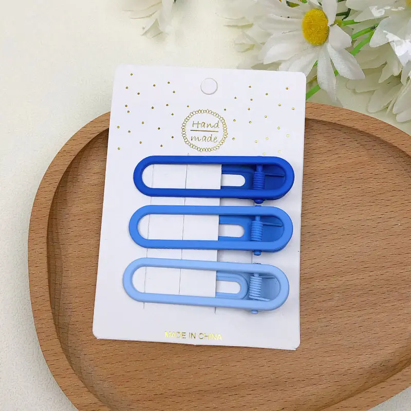 Cute Blue Hair Clips Set for Girls Candy Color - Image 4