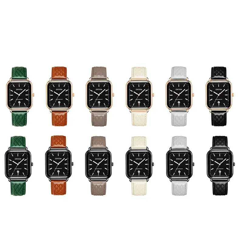 Oshga Women's Square Watch Grey Silicone Quartz