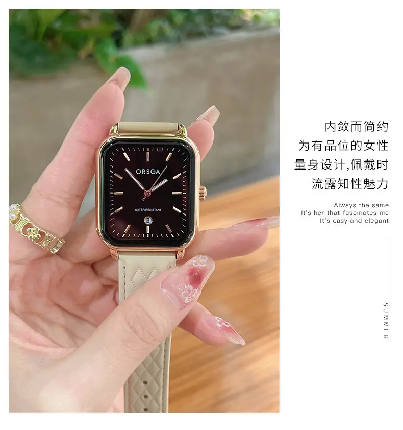 Oshga Women's Square Watch Grey Silicone Quartz — feature 13