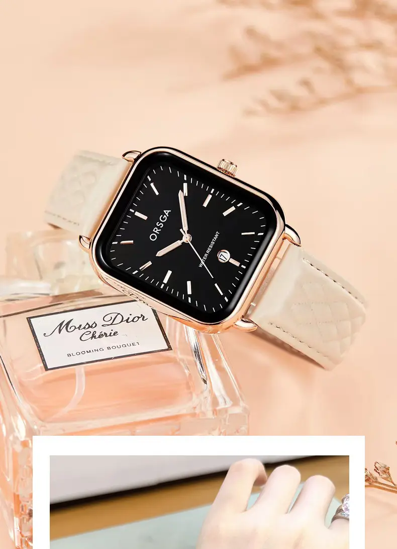 Oshga Women's Square Watch Grey Silicone Quartz — feature 6