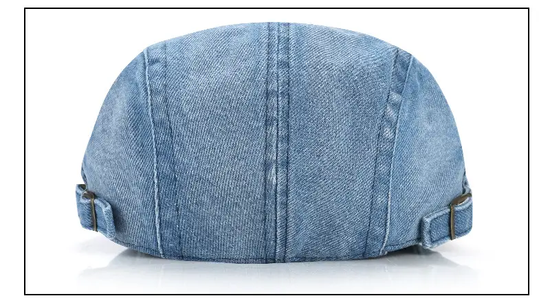 Men's Light Blue Denim Distressed Beret Cap — feature 8
