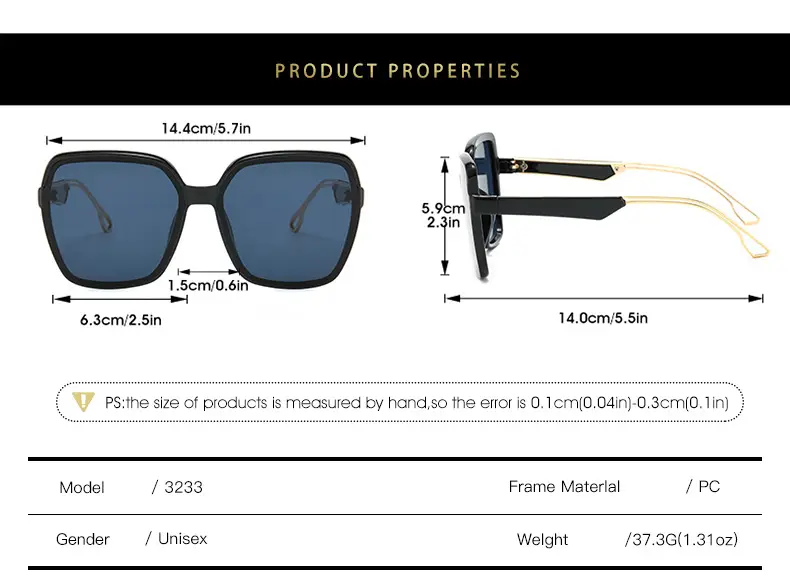 Square Sunglasses Women Gradient UV Protection — feature 5