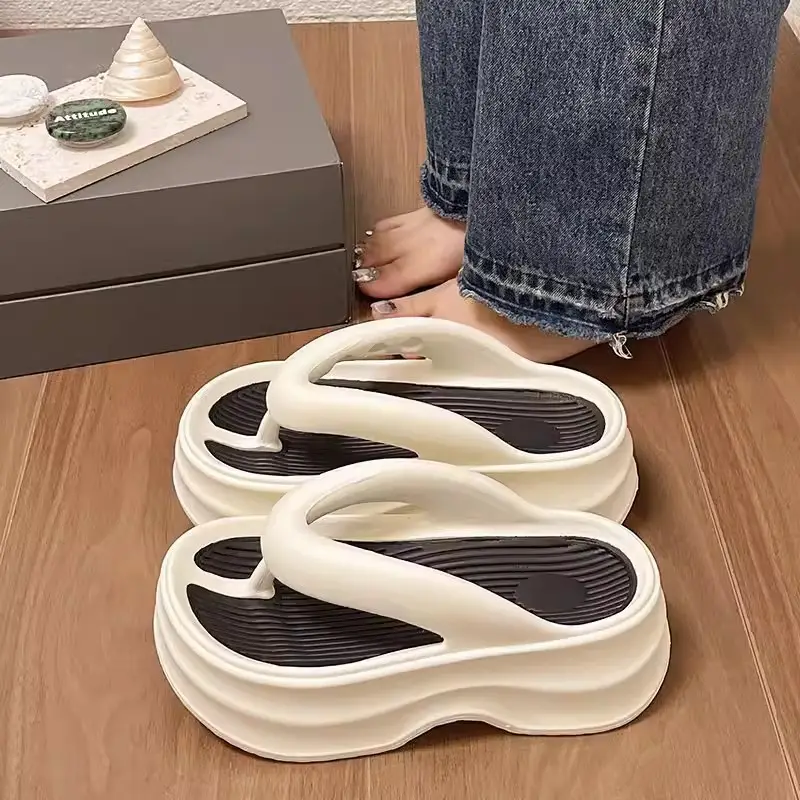 2023 New Style Flip-Flops for Women with a Poop-Feeling Feel, Internet Celebrity, Increased Height, Super Thick Platform Soles, Flip-Flops for Women, Comfortable in Summer