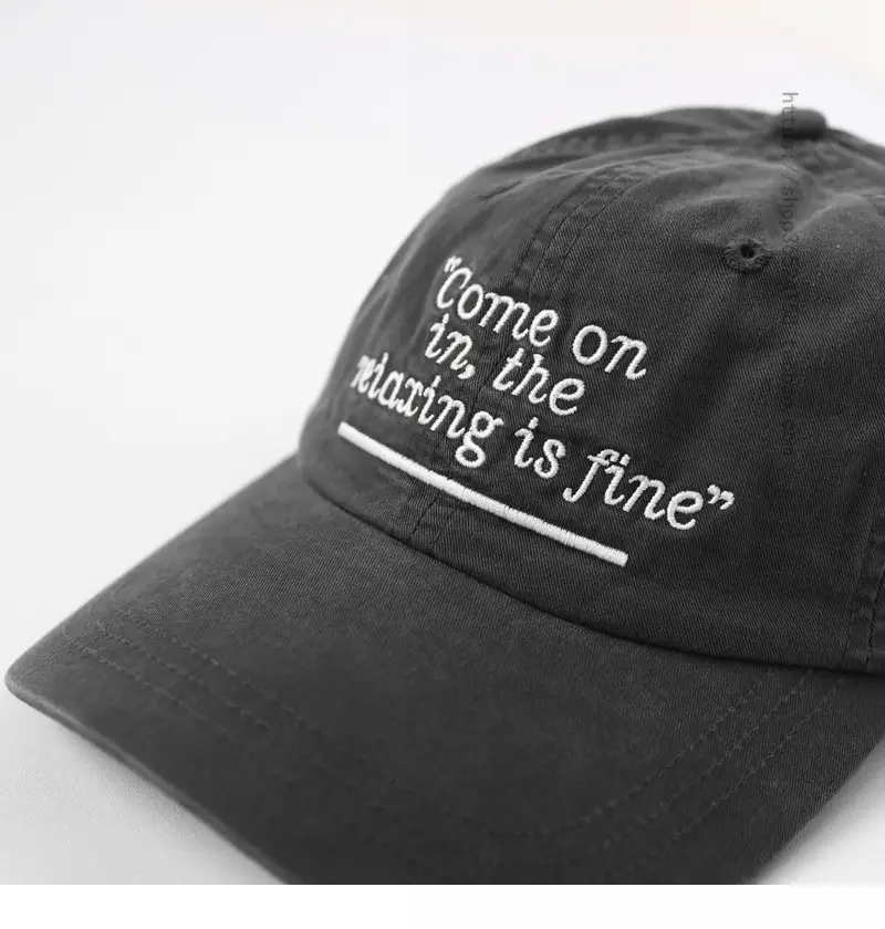 Men Black Embroidered Cap "Come On in the Making is Fine" — feature 10