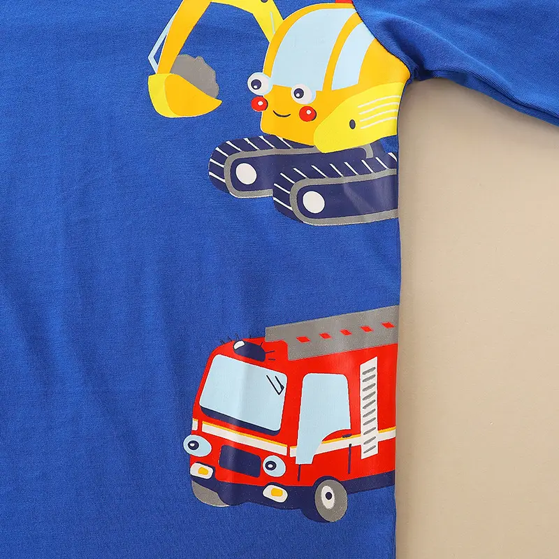 Baby Cartoon Print Long Sleeve T-Shirt Blue Boys Cotton - Image 10
