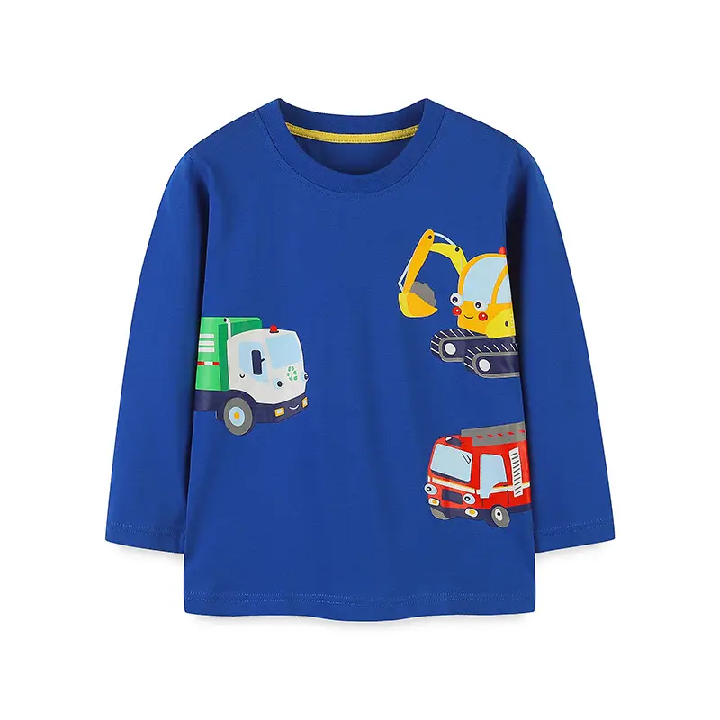 Baby Cartoon Print Long Sleeve T-Shirt Blue Boys Cotton - Image 11
