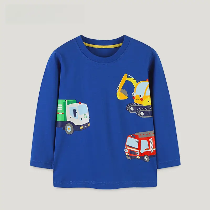 Baby Cartoon Print Long Sleeve T-Shirt Blue Boys Cotton - Image 6