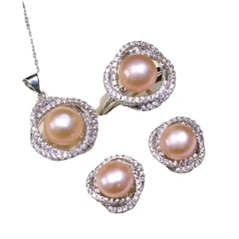 Freshwater Pearl Necklace Set 8-9mm Simple Earrings - Image 8
