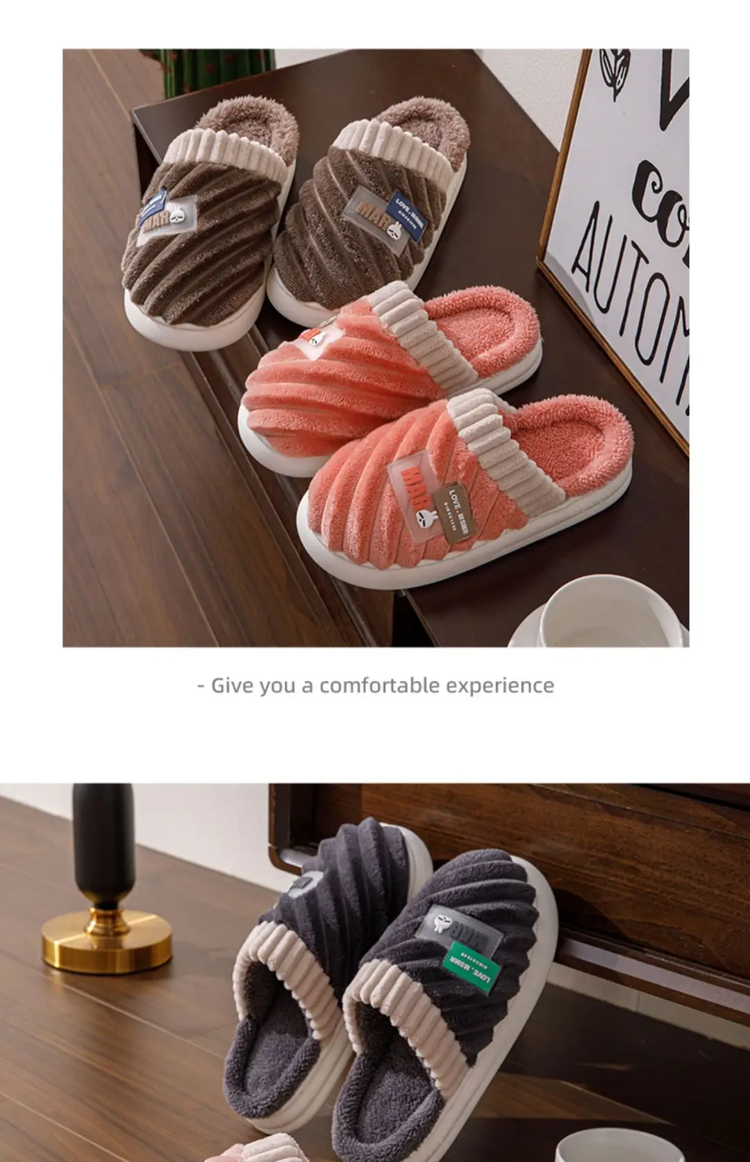 Bug Rabbit Cixi Cotton Slippers Women's Winter 2023 New Plush Home Warm Couple's Winter Cotton Slippers — feature 16