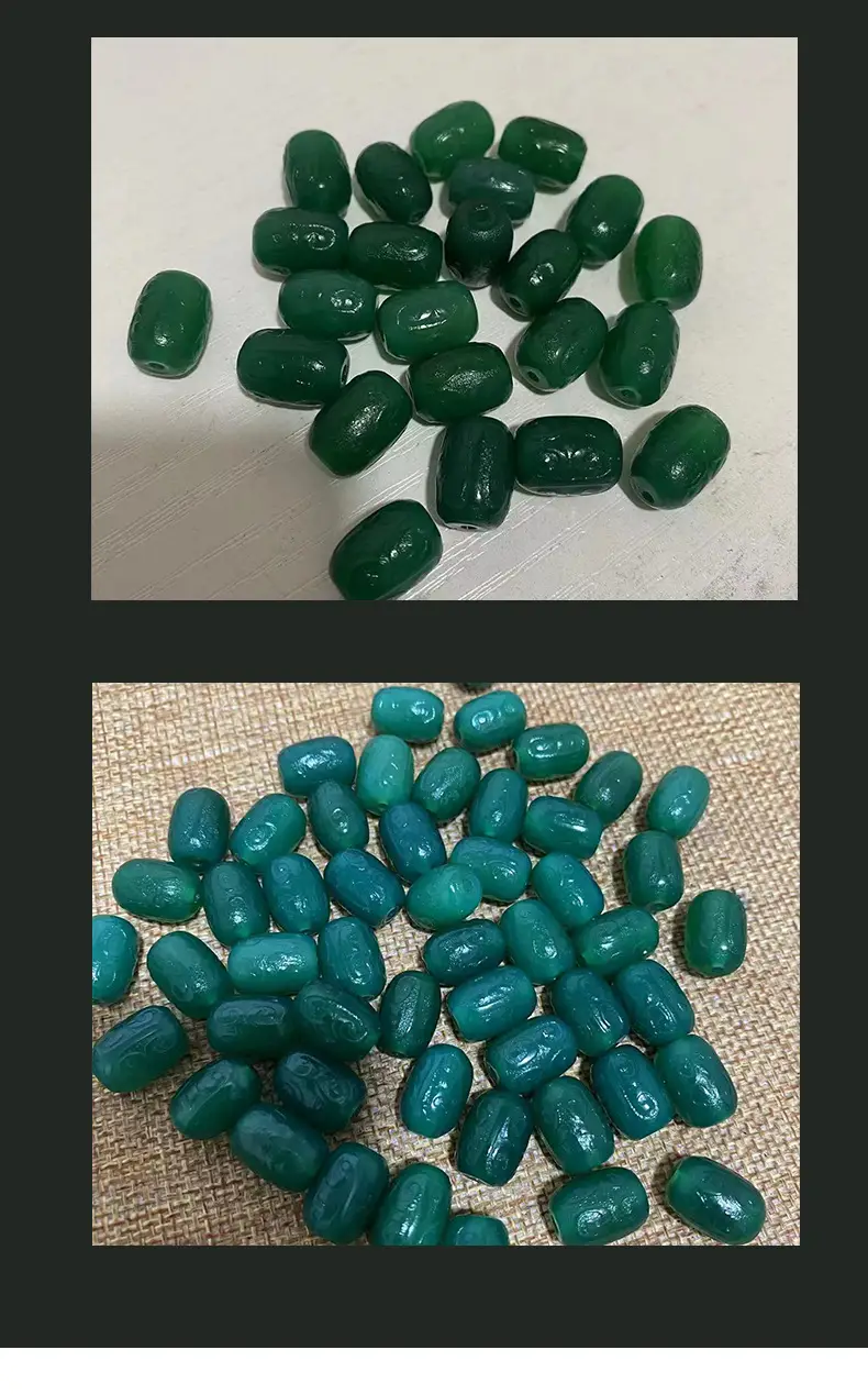 Green Agate Pattern Small Barrel Beads 10x14mm — feature 8