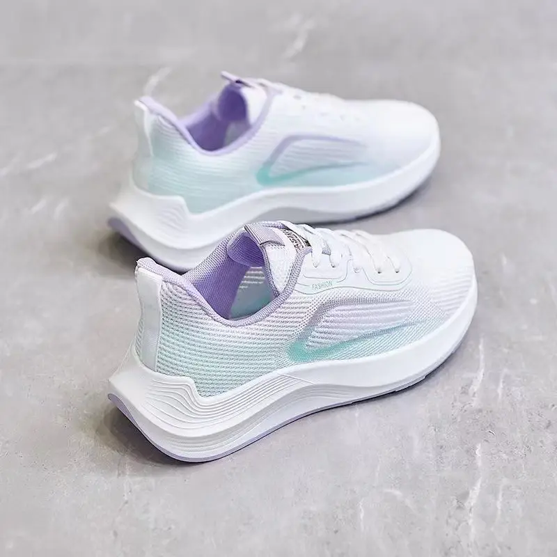 Women's Summer Sports Shoes, Korean Style, Breathable Fly-Knit Running Shoes, Student-Friendly, Soft-Soled, Comfortable, Color-Blocked Mesh Women's Shoes - Image 6