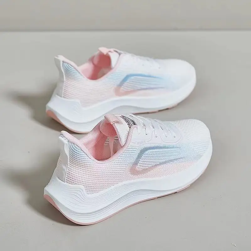 Women's Summer Sports Shoes, Korean Style, Breathable Fly-Knit Running Shoes, Student-Friendly, Soft-Soled, Comfortable, Color-Blocked Mesh Women's Shoes - Image 7