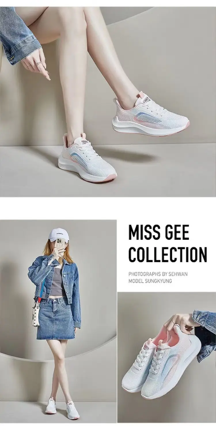 Women's Summer Sports Shoes, Korean Style, Breathable Fly-Knit Running Shoes, Student-Friendly, Soft-Soled, Comfortable, Color-Blocked Mesh Women's Shoes — feature 28