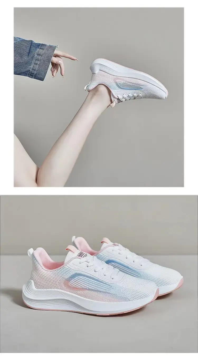 Women's Summer Sports Shoes, Korean Style, Breathable Fly-Knit Running Shoes, Student-Friendly, Soft-Soled, Comfortable, Color-Blocked Mesh Women's Shoes — feature 29