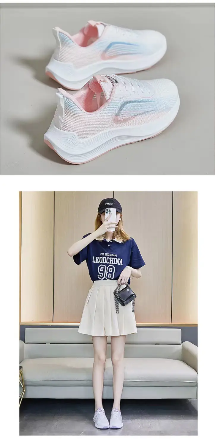Women's Summer Sports Shoes, Korean Style, Breathable Fly-Knit Running Shoes, Student-Friendly, Soft-Soled, Comfortable, Color-Blocked Mesh Women's Shoes — feature 30