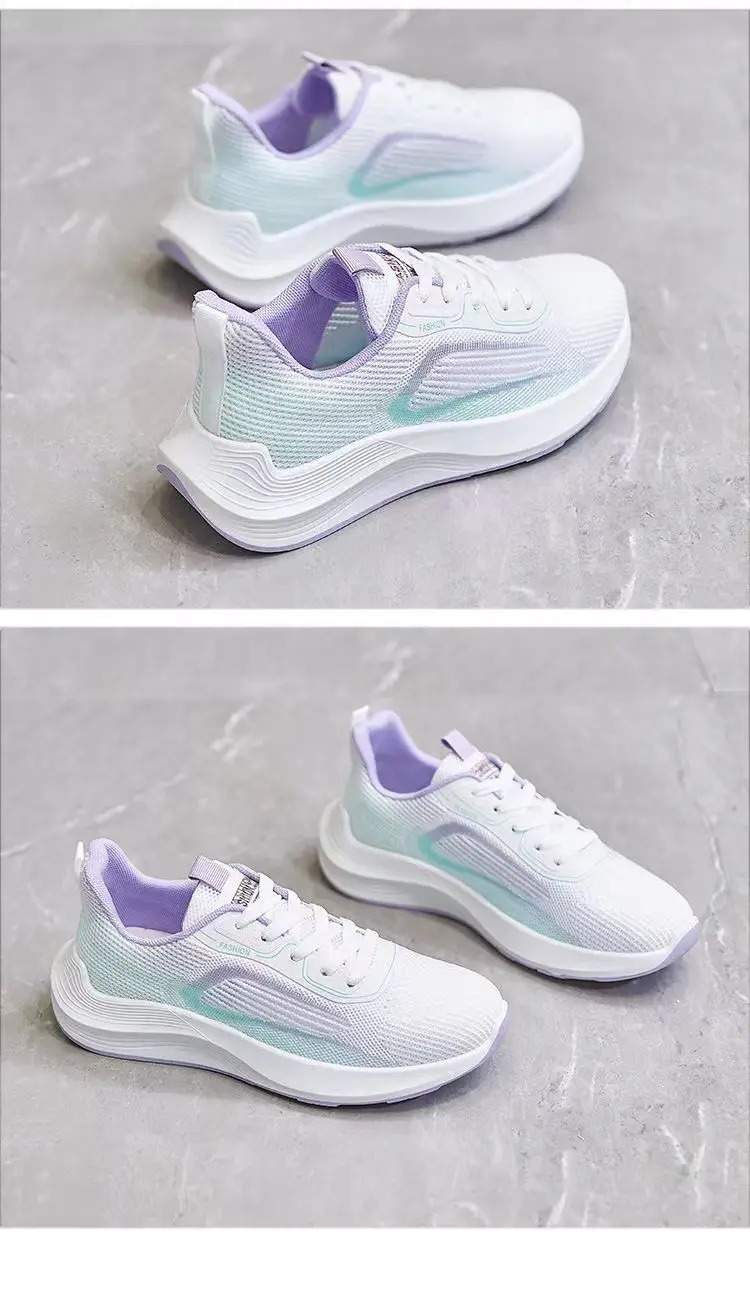 Women's Summer Sports Shoes, Korean Style, Breathable Fly-Knit Running Shoes, Student-Friendly, Soft-Soled, Comfortable, Color-Blocked Mesh Women's Shoes — feature 33