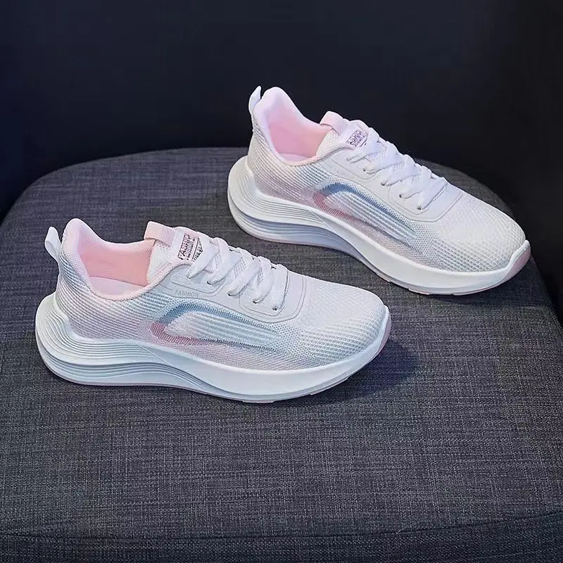 Women's Summer Sports Shoes, Korean Style, Breathable Fly-Knit Running Shoes, Student-Friendly, Soft-Soled, Comfortable, Color-Blocked Mesh Women's Shoes - Image 3