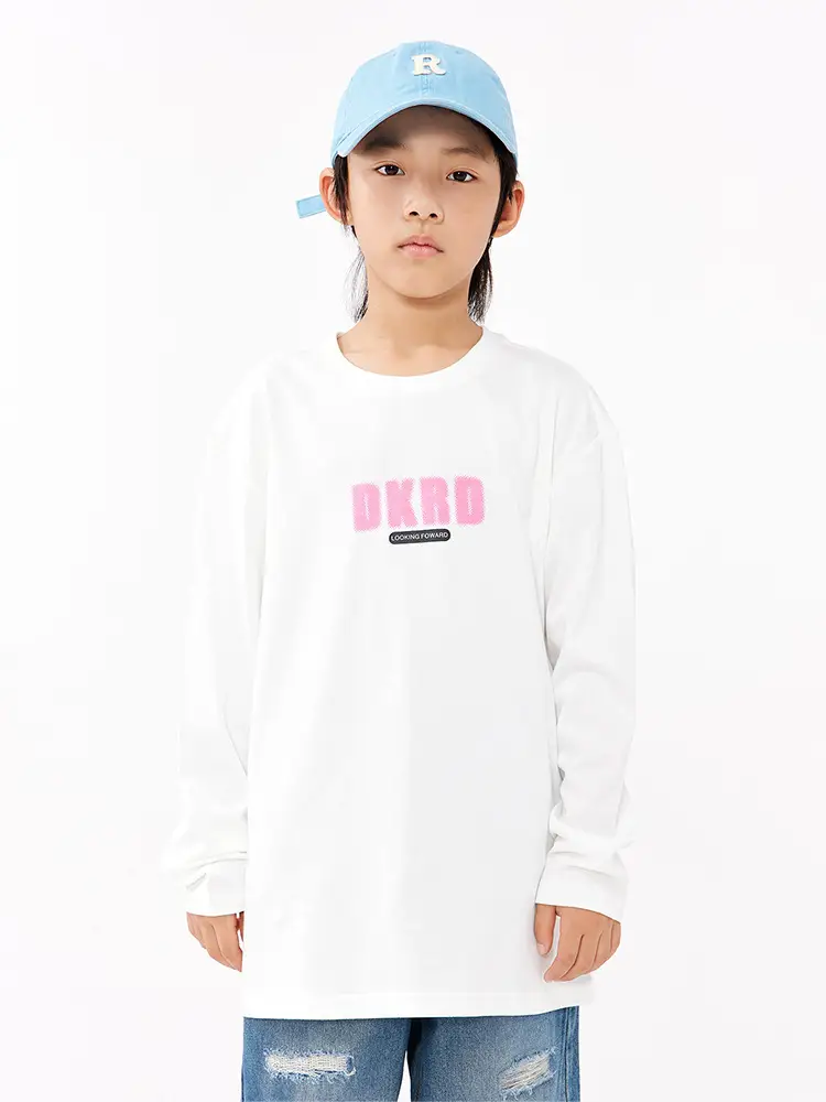 Girls White Long Sleeve T-Shirt with Pink Graphic Set - Image 3