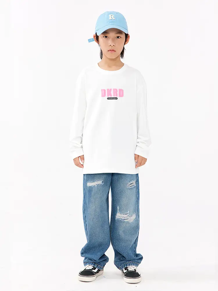 Girls White Long Sleeve T-Shirt with Pink Graphic Set - Image 4