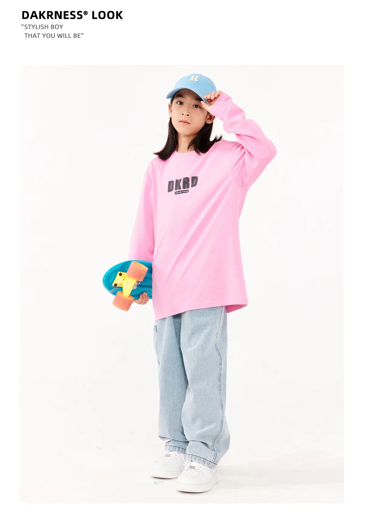 Girls White Long Sleeve T-Shirt with Pink Graphic Set — feature 11
