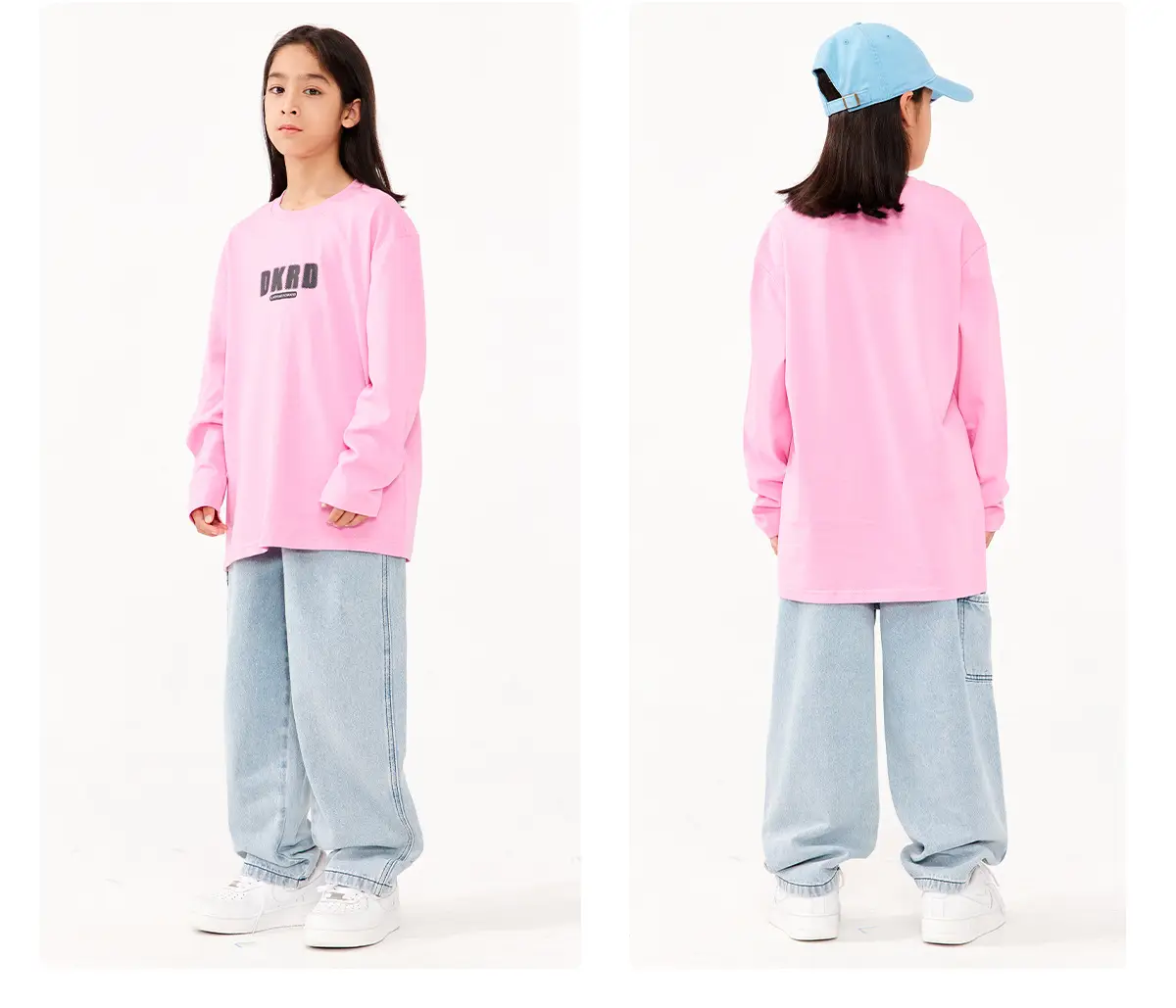 Girls White Long Sleeve T-Shirt with Pink Graphic Set — feature 12